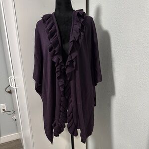 Elegant Ruffled Plum Poncho